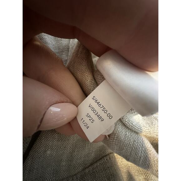 Athleta XL Women Retreat Linen Short Sleeve Shirt Cropped Button Up Undyed J101 - Picture 8 of 9